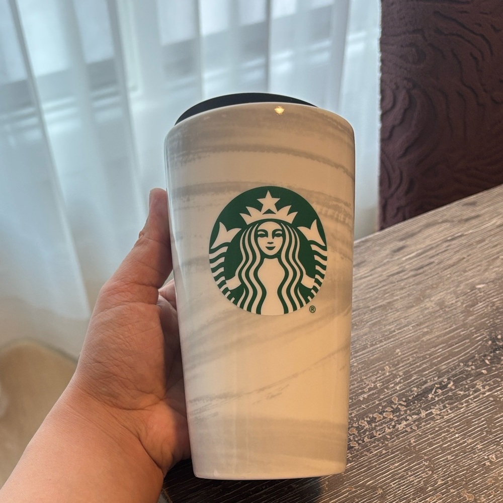 Starbucks Marble-Effect White Tumbler